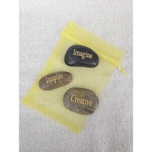 Inspirational Word Stones Polished Rocks Set Of 3 - Imagine Inspire Creative